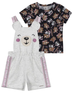 Conjunto Blusa/Jardineira Carinhoso na internet