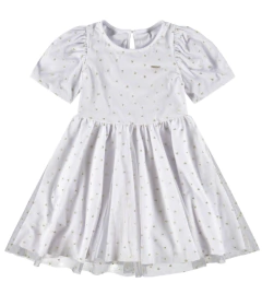 Vestido Manga Balonê Corações Em Tule Carinhoso na internet