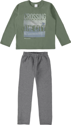 CONJUNTO INFANTIL MENINO BLUSÃO DIVERTIDO! EM MOLETOM FLANELADO MALWEE KIDS