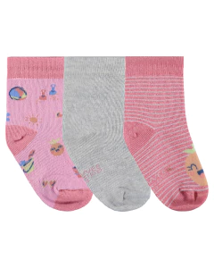 Kit 03 Meias Cano Curto Estampada Malwee