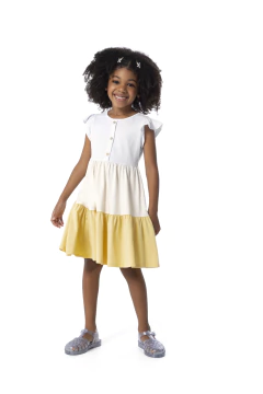 VESTIDO INFANTIL MANGA EVASÊ EM ALGODÃO MALWEE KIDS BRANCO - comprar online