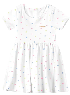 Vestido Evasê Corações Off White Carinhoso