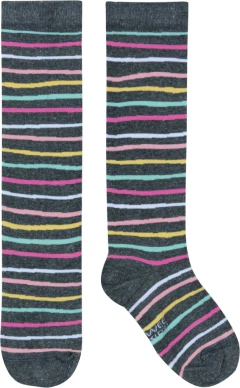 Meia Infantil Feminina Cano Longo Cinza Listras - Malwee