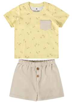 CONJUNTO INFANTIL MENINO EM MOLETINHO MALWEE KIDS AMARELO