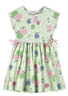 Vestido Infantil Frutas com Laço em Meia Malha Malwee Kids Verde
