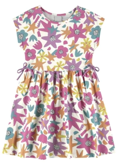 Vestido Infantil Floral com Laço em Meia Malha Malwee Kids Off White - comprar online