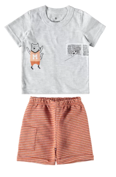 CONJUNTO INFANTIL MENINO BERMUDA LISTRADA EM MOLETINHO MALWEE KIDS