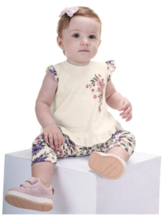 Conjunto Bata Manga Curta Com Legging Trick Nick Bege