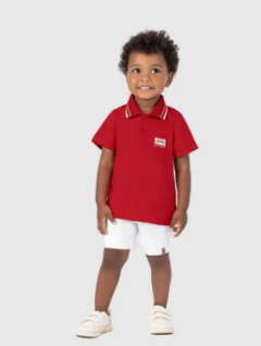 Conjunto Infantil Menino Camisa Polo E Bermuda Sarja Malwee Kids