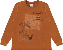 CAMISETA INFANTIL MENINO MANGA LONGA ESTAMPADA MALHA BOTONÊ MALWEE KIDS