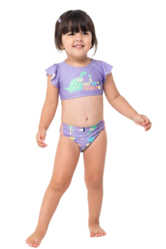 BIQUÍNI INFANTIL MENINA MANGA GODÊ MALHA UV50+ MALWEE KIDS ROXO