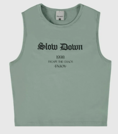 Regata Menina Justa Slow Down Em Algodão Malwee Kids Verde Militar - comprar online