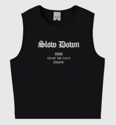 Regata Menina Justa Slow Down Em Algodão Malwee Kids Preta - comprar online