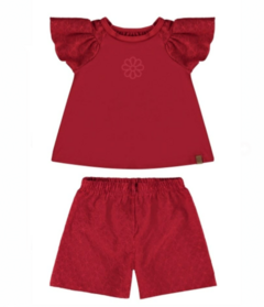 Conjunto Infantil Menina Mnga Evasê Malwee Kids Vermelho