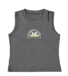 Regata Infantil Menina Flowers Club Em Malha Viscose Canelada Malwee Kids Cinza - comprar online
