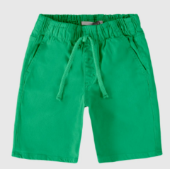 Bermuda Infantil Menino Cadarço Frontal Em Sarja Com Elastano Malwee Kids Verde - comprar online