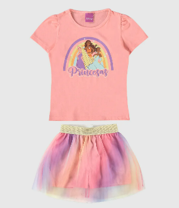 Pijama Infantil Menina Princesas Disney Em Algodão E Tule Malwee Kids Rosa