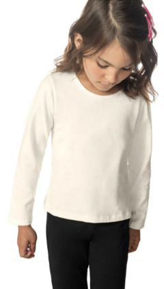 Blusa Manga Longa Infantil Feminina Rovitex Kids Off White - comprar online