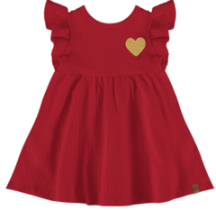 Vestido Infantil Manga Babado Em Malha Texturizada Malwee Kids Vermelho