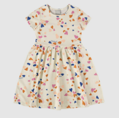 Vestido Infantil Estampado Acinturado Em Algodão Malwee Kids Off White