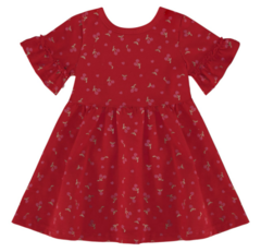 Vestido Infantil Com Babados Em Algodão Malwee Kids Vermelho