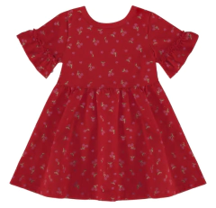 Vestido Infantil Com Babados Em Algodão Malwee Kids Vermelho