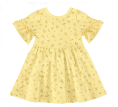Vestido Infantil Com Babados Em Algodão Malwee Kids Amarelo
