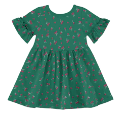 Vestido Infantil Com Babados Em Algodão Malwee Kids Verde
