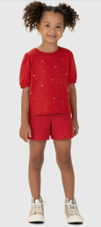 Conjunto Infantil Menina Blusa Detalhe Strass Em Algodão Malwee Kids Vermelho na internet