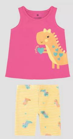 Conjunto Infantil Menina Regata Fofura Em Algodão Malwee Kids Rosa