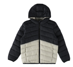 JAQUETA PUFFER UNISSEX BICOLOR COM CAPUZ EM TAFETÁ MALWEE KIDS PRETO