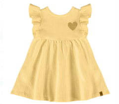 Vestido Infantil Manga Babado Em Malha Texturizada Malwee Kids Amarelo