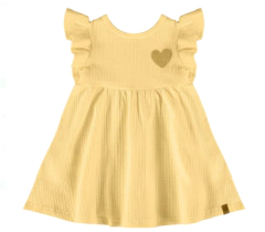 Vestido Infantil Manga Babado Em Malha Texturizada Malwee Kids Amarelo