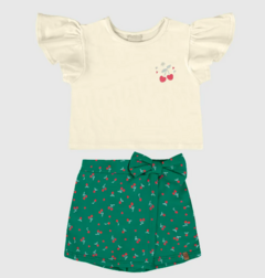 Conjunto Infantil Menina Blusa E Shorts Saia Em Algodão Malwee Kids Off White