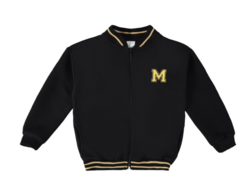JAQUETA INFANTIL MENINO BOMBER EM MOLETOM FLANELADO MALWEE KIDS PRETO