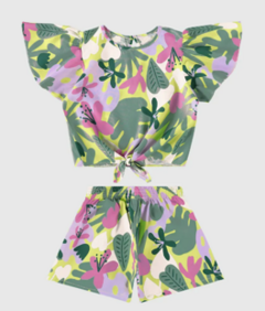 Conjunto Infantil Menina Blusa Com Amarração Em Viscose Malwee Kids Verde