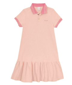 Vestido Polo Menina Em Malha Piquet - Carinhoso Rosa