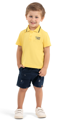Conjunto Bermuda e Camiseta Elian - Amarelo