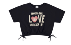Blusa Cropped Infantil Malwee Kids Preta
