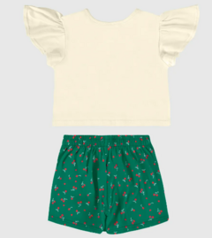 Conjunto Infantil Menina Blusa E Shorts Saia Em Algodão Malwee Kids Off White - comprar online