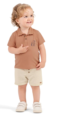 Conjunto Bermuda e Camiseta Colorittá - Laranja