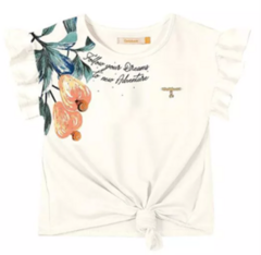 Blusa Com Nó- Off White & Laranja