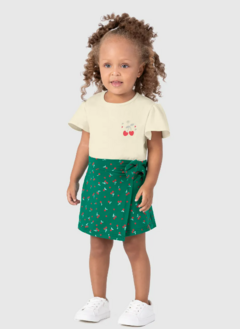 Conjunto Infantil Menina Blusa E Shorts Saia Em Algodão Malwee Kids Off White na internet