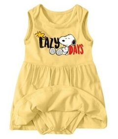 Vestido com Body Snoopy Malwee - Amarela