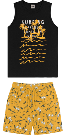 CONJUNTO INFANTIL MASCULINO SURFING ROVITEX KIDS PRETO - Baby Fofs