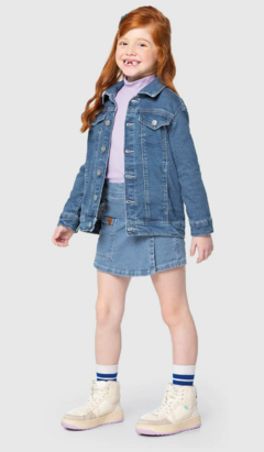 JAQUETA INFANTIL UNISSEX OVERSIZED EM JEANS MOLETOM MALWEE KIDS AZUL - comprar online