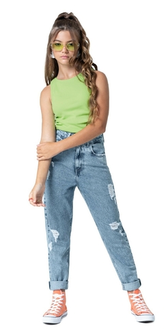 REGATA MENINA FRANZIDO LATERAL EM RIBANA MALWEE KIDS VERDE