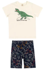 Pijama Infantil T-Rex Trick Nick Bege na internet