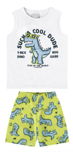 Conjunto Infantil Menino Regata T-Rex Dino Em Algodão Malwee Kids na internet