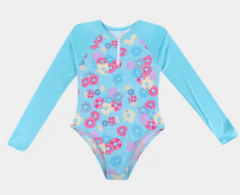 Maiô Infantil Kely & Kety Manga Longa Raglan com Proteção UV 50+